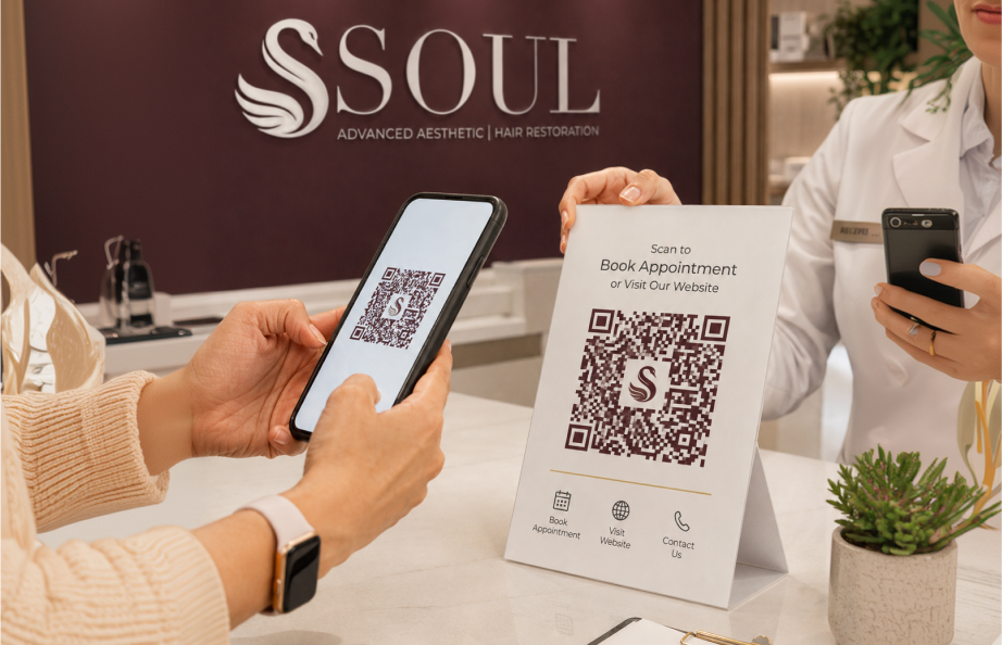 Patient check-in via QR code scan.