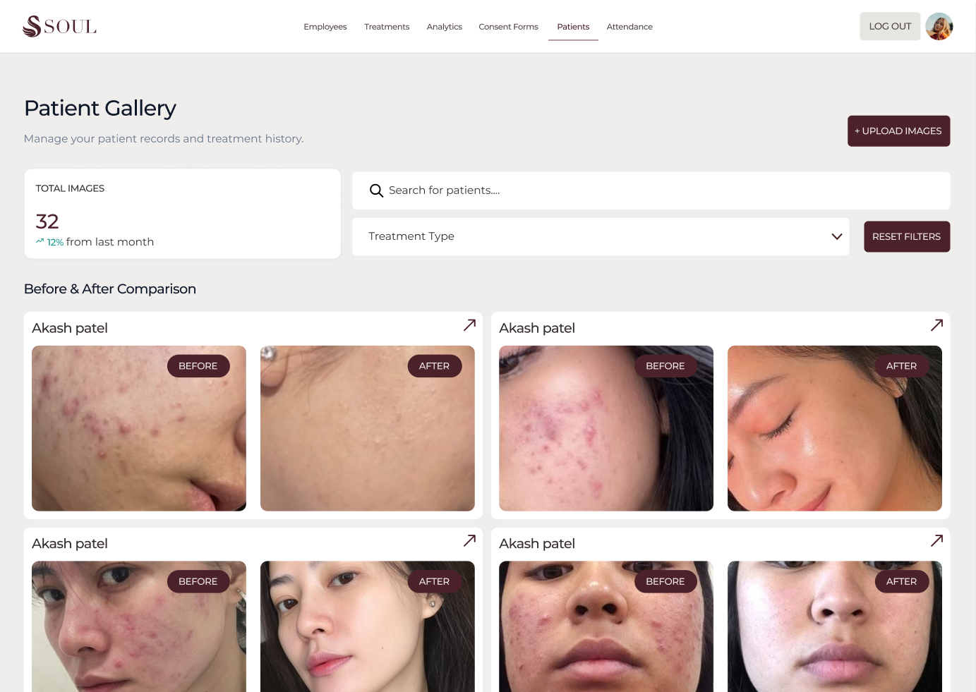 Patient gallery: real before-and-after treatment results.